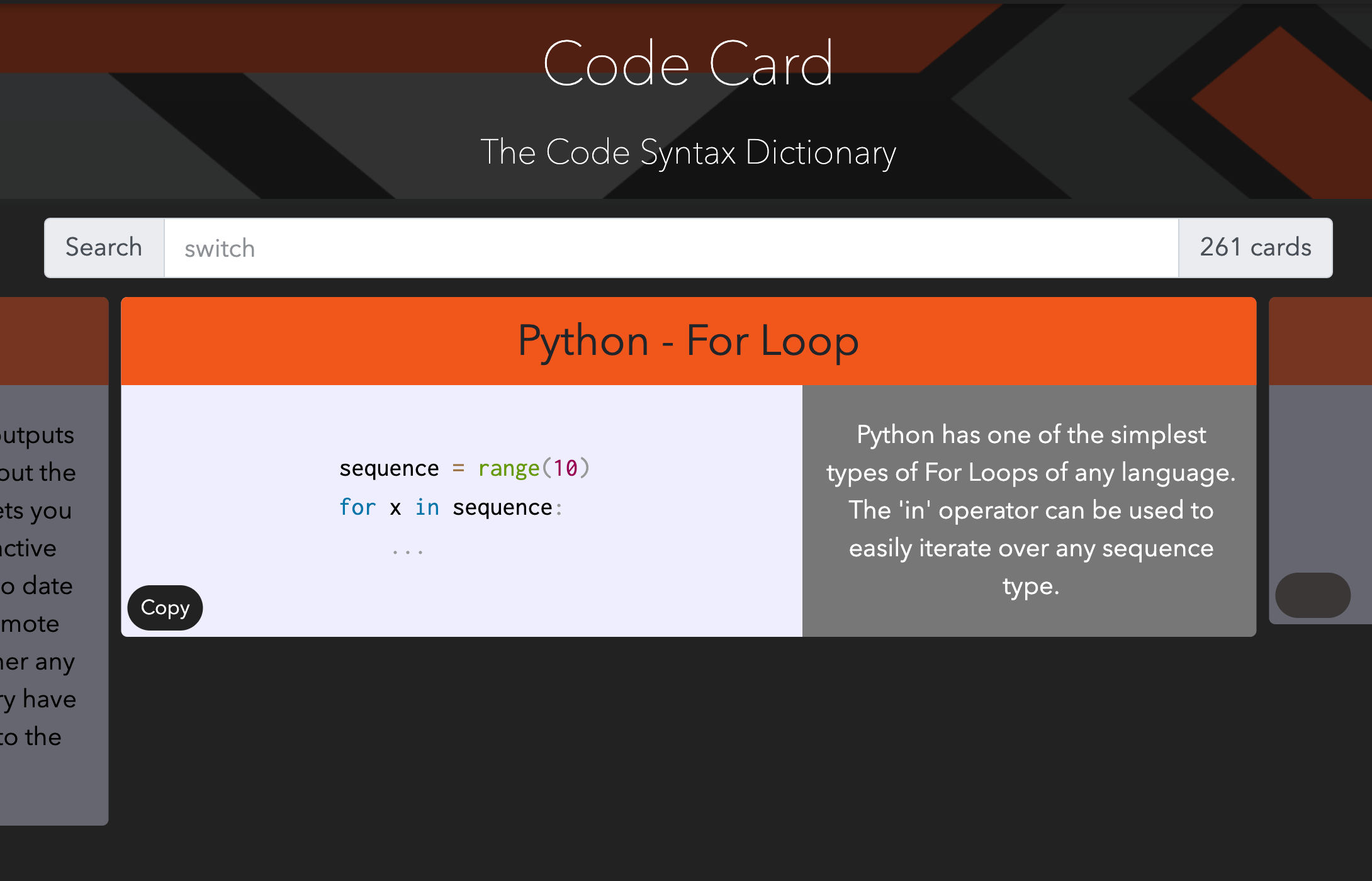 Image of the Code Card tool